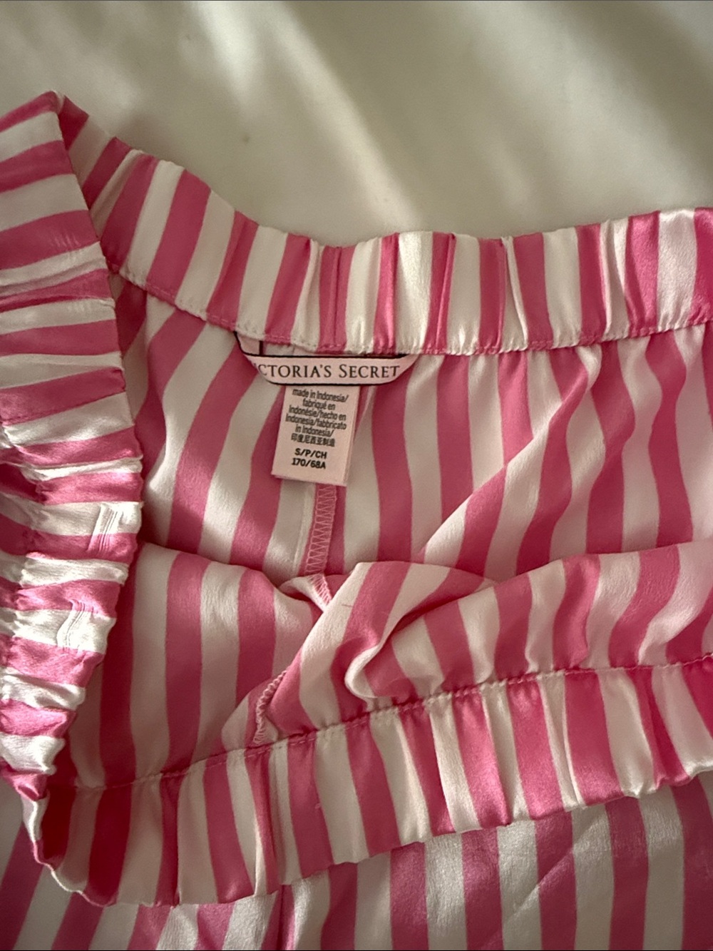 Victoria's Secret Pink and White Striped Lace-Trim Shorts - Picture 2 of 2